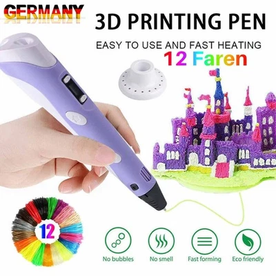 3D printing pen children DIY 3D pens set 12 colors 36m PLA filament printing pen DE - Image 1 of 4