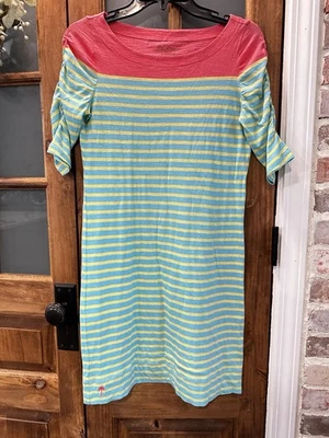 Vestido Lilly Pulitzer Pequeño Rosa Turquesa Amarillo Pima Algodón Mangas Acanaladas Foto 1 de 4