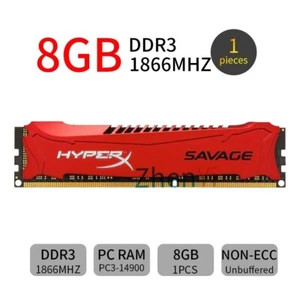 For HyperX SAVAGE 8GB 4GB DDR3 PC3-14900 1866MHz CL11 240Pin Red Desktop RAM 01 - Picture 1 of 8