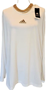 Adidas Womens White Long Sleeve Workout Exercise Long Sleeve Tee Shirt Plus 3X - Picture 1 of 5