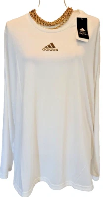 Adidas Mujer Blanca Manga Larga Entrenamiento Ejercicio Manga Larga Camiseta Plus 3X Foto 1 de 4