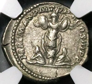202 NGC Ch VF Septimio Severo Imperio Romano Denario Cautivos Trofeo (25020202C - Imagen 1 de 6