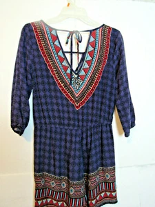Womens Charlotte Russe S Romper Stretch Waist Tie Front 3/4 Sleeve Purple - Picture 1 of 7