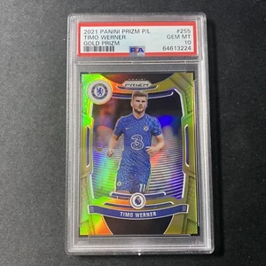 TIMO WERNER 2021-22 Panini Prizm Premier League Gold /10 #255 PSA 10 CHELSEA - Picture 1 of 2