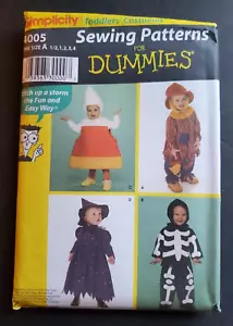 Simplicity 4005 Costumes Toddlers Candy Corn Scarecrow Witch Skeleton New Uncut - Picture 1 of 2