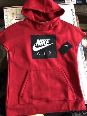 NWT Nike Air Youth Big KID Brushed-Back Fleece Short-Sleeve Hoodie 939634 687 XL - Image 1 of 4