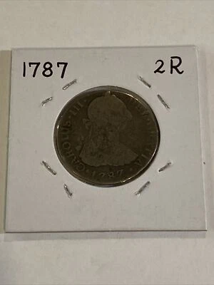 Moneda de Plata Española Carlos III Real 1787-Mo 2 Ciudad de México Casa de la Moneda Circulada. Foto 1 de 4