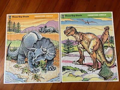 Rainbow Works Marco Bandeja Rompecabezas Animales Prehistóricos Dinosaurios 1975 Lote de 2 Foto 1 de 4