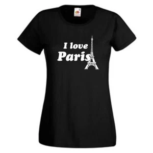 I love Paris, Sprüche T-Shirt, Damen Funshirt, lustige girls t-shirts (GO184) - Bild 1 von 1