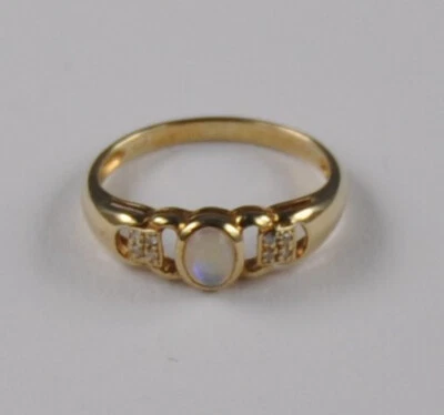 Opal Vollopal  + 8x Diamant Solitär 585 Gold neu wertig modern - Bild 1 von 4