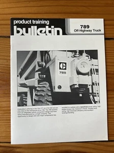 Caterpillar 789 Off-Highway Truck September 1986 Product Training Bulletin 23 Pg - Picture 1 of 6