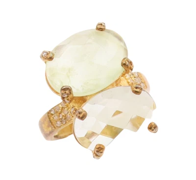 Anillo vintage de plata de ley 925 diamantes enchapados en oro piedras preciosas talla 8 RG29728 Foto 1 de 4