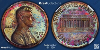 1972 S TONED Lincoln Memorial Cent Proof NGC PF 64 BN PR64BN Monster Toning 1C - Image 1 of 4