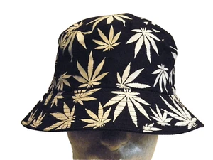 Sombrero cubo hoja maceta marihuana 420 Boonie gorra sombrero de pescador unisex desmalezado - Imagen 1 de 7