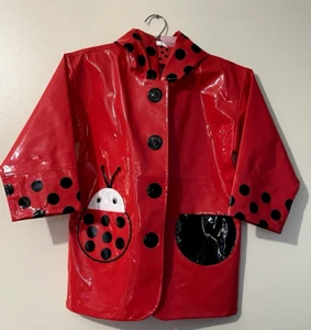Kidorable Toddlers Ladybug Raincoat Size 6 /6X with Wood Hanger Waterproof "New" - Picture 1 of 18