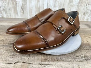 Stacy Adams Mens Dress Shoes Brown Leather Double Monk Strap Size 9.5 M - Picture 1 of 15