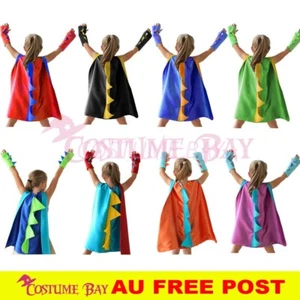 Kids Halloween Dinosaur Cape Cloak Cosplay Costume with Wrist Guards Book Week - Picture 1 of 9