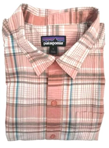 Patagonia Men's L Short Sleeve Button Front Pocket Seersucker Shirt Lightweight - Picture 1 of 17
