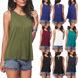 Womens Plus Sizes Vest Tops Cami Casual Plain Summer Sleeveless Blouse Shirt Tee - Picture 1 of 16