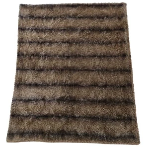 Tahari Home Faux Fur Throw Blanket 50x60 Dark Brown Tan Stripped - Picture 1 of 6