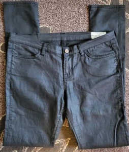 AllSaints Women Verne Ashby Black Coated Skinny Cigarette Stretch Pants 32x34 - Picture 1 of 7