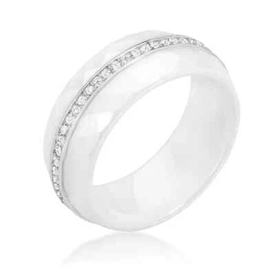 Anillo banda cerámica - blanco Foto 1 de 4