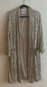 BB Dakota Anthropologie Champagne Sequin Duster Coat, Pockets New Years Party S - Picture 1 of 7