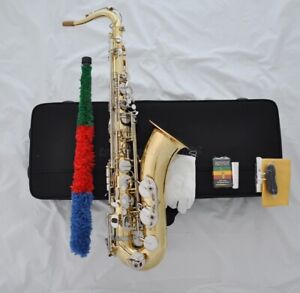 Prof. Bb Gold Silver nickel Tenor Saxophone double color High F# +Metal mouthpis