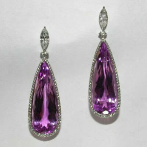 Preciosos pendientes de gota chapados en plata para joyería de circonio cúbico creados en laboratorio - Imagen 1 de 2
