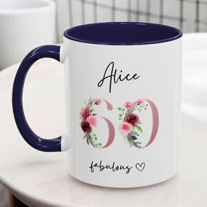 60th birthday mug 1964 floral gift for her mom grandma personalized coffee cup - Picture 1 of 33