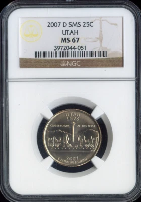 2007-D Utah Quarter NGC MS67 SMS Quality - Image 1 of 2