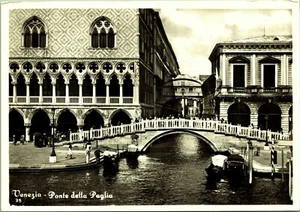 Tarjeta postal con foto real Puente de Paja Venecia Italia RPPC - Imagen 1 de 2