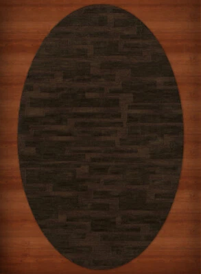 Brown Transitional Hand Hooked Squares Rectangles Boxes Area Rug Patchwork DV6 - Image 1 of 2