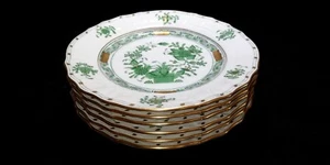 Herend Indian Basket Green Dessert Plate 6 pcs - Picture 1 of 11