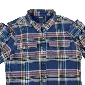 Patagonia Fjord Flanellhemd Damen Small blau lila kariert schwere Bio-Baumwolle - Bild 1 von 9
