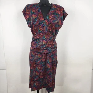 Abito donna vintage Benson & Smith multicolore paisley manica corta taglia 9 - Foto 1 di 7