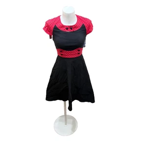 Hell Bunny Vixen Size XS (6)  Red / Black  Pin Up Style fit flare Dress Goth - Picture 1 of 11