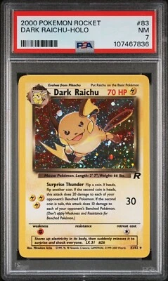 Dark Raichu Holo - Team Rocket 83/82 - PSA 7 NM - WOTC Vintage Pokémon Card - Image 1 of 2
