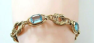 ART DECO ARMBAND ° BLAUE STEINE ° Antikschmuck ° vergoldet ° - Bild 1 von 12