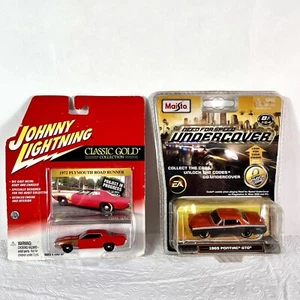 Die-cast Cars 1972 Plymouth Road Runner & 1965 Pontiac GTO 1:64 Need For Speed - Picture 1 of 2