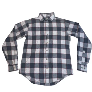 Camisa Brigada De Colección Para Hombres Mediana Botón Frontal Cuello Negro Blanco Algodón a Cuadros - Imagen 1 de 10