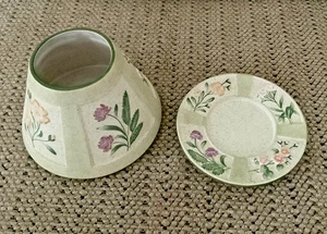 🌸 Yankee Candle Floral Keramikschirm & Tablett Set - Garten Blüten Muster 🌿 - Bild 1 von 4