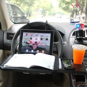 Car Steering Wheel Hanging Tray With A Goove For Tablet Cup Holder Eating Tra TD - Afbeelding 1 van 12