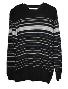 Travis Mathew Striped Sweater Golf Crew Neck Pullover Black Mens Size XL - Picture 1 of 2