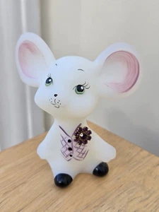 Fenton Glas Boutonniere Buddy Mouse Februar Amethyst signiert handbemalt  - Bild 1 von 12
