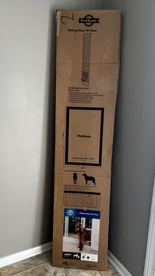 "Puerta para perro Petsafe para puerta corredera de vidrio tamaño mediano 91""-96"" aluminio blanco". 40 lb Foto 1 de 4