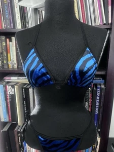 D'Amore by Marceau blau & schwarz Samt Tiermotiv USA Bikini Bademode für Frauen - Bild 1 von 5