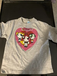Vintage Powerpuff Girls Gray Heart T-Shirt Size Youth Small - Picture 1 of 4