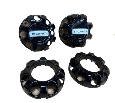 OEM Ford F-250 F-350 SD Gloss Black 8 Lug Center Cap SET 4 8 3/8 DIAMETER - Image 1 of 4