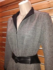Vintage Hahnentritt Tweed Kleid Wollmix Matti von Lynne Beauty schwarz Taschen 12 - Bild 1 von 17